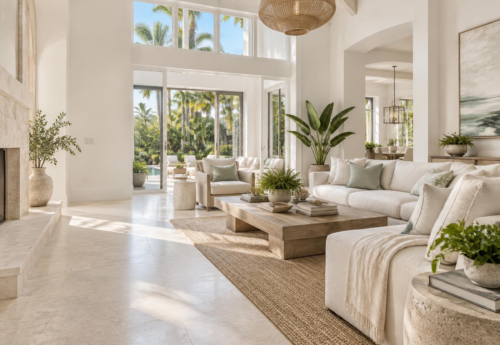 Bright coastal Naples living room